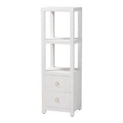 bali & pari Xavier Grasscloth Tall Storage Cabinet - Woven Accent Displaying Tower Bookcase with Open Shelves and Drawers, Space-Saving Organizer for Living Room, Bedroom, or Entryway